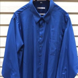 Geoffrey Beene Men’s Dress Shirt Tall Blue Sateen